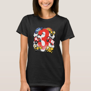Camiseta Niños tercer cumpleaños 3 años con camión de bombe