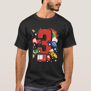 Camiseta Niños tercer cumpleaños 3 años con camión de bombe