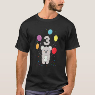 Camiseta Niños tercer cumpleaños 3 años Koala globos Austra