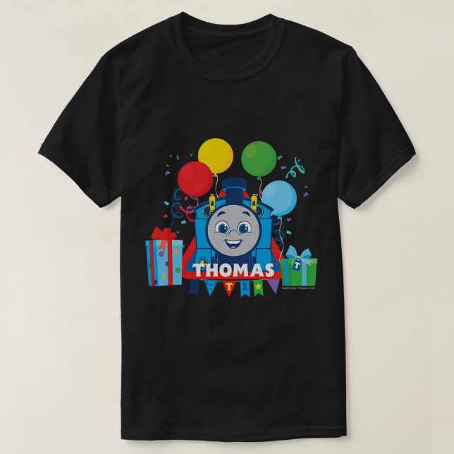 Camiseta Niños Thomas y amigos - Globos de cumpleaños (Diseño del anverso)