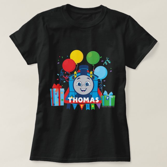 Camiseta Niños Thomas y amigos - Globos de cumpleaños (Diseño del anverso)