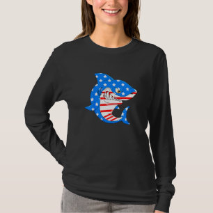 Camiseta Niños Tiburón 4 De Julio Bandera Estadounidense Ni