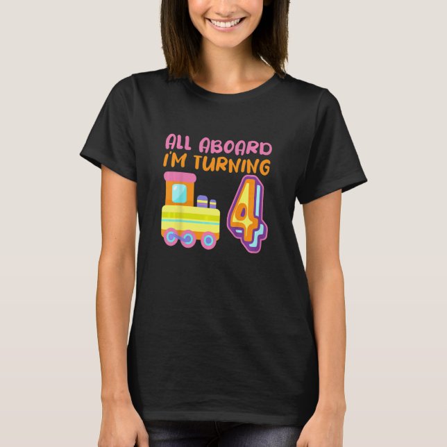 Camiseta Niños todos a bordo Cumplo 4 Tren Locomotor 4º (Anverso)
