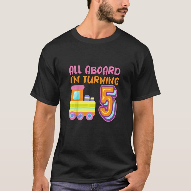 Camiseta Niños todos a bordo Cumplo 5 Tren Locomotor 5º (Anverso)