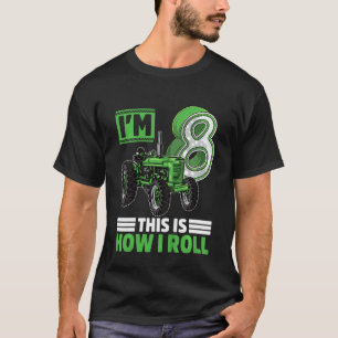 Camiseta Niños Tractor de Granja Verde 8Cumpleaños Fa de 8