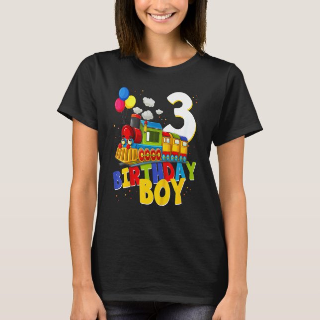 Camiseta Niños Tren de tercer cumpleaños Chicas de 3 años d (Anverso)