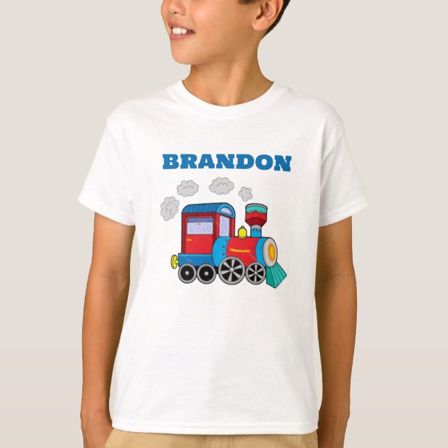 Camiseta Niños Tren Niños Nombre personalizado azul (Anverso)