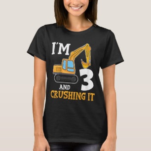 Camiseta Niños Tres 3 años Tercer cumpleaños Construcción d