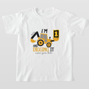 Camiseta Niños Tres 3años 3er Cumpleaños Construcción Niño 