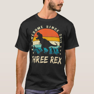 Camiseta Niños Tres Años Después Tercer Cumpleaños Dinosaur