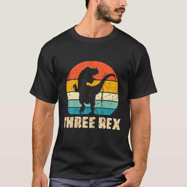 Camiseta Niños Tres Rex 3er Cumpleaños Niños Tercer Dinosau (Anverso)