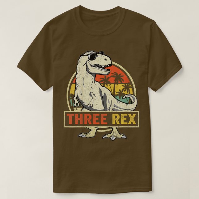Camiseta Niños Tres Rex 3er cumpleaños Shirt Tercer Dinosau (Diseño del anverso)