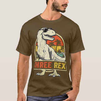 Camiseta Niños Tres Rex 3er cumpleaños Shirt Tercer Dinosau