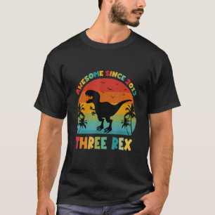 Camiseta Niños tres rex graciosos dinosaurios de nueve años
