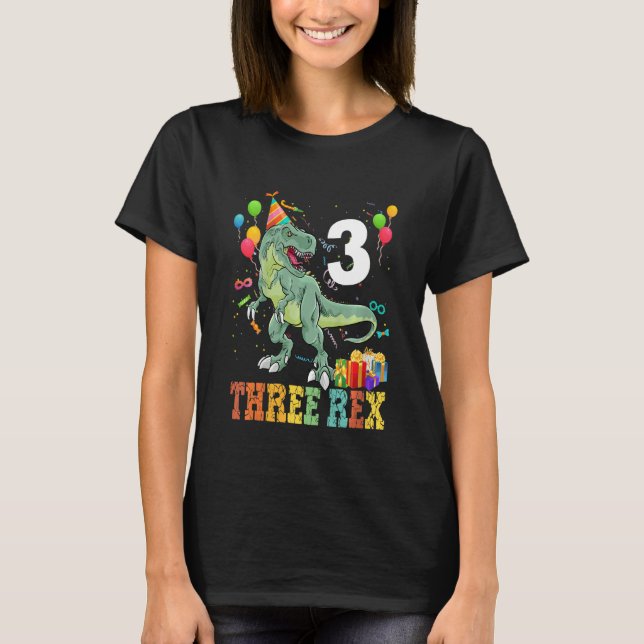 Camiseta Niños Tres Rex Regalos De Cumpleaños T Rex Dinosau (Anverso)