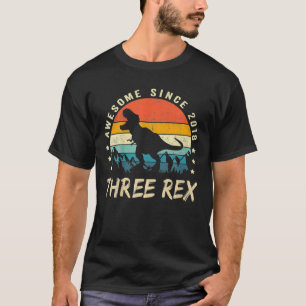 Camiseta Niños Tres Rex Tercer Cumpleaños Tercer Dinosaurio