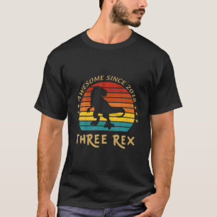 Camiseta Niños Tres Rex Tercer Cumpleaños Tercer Dinosaurio
