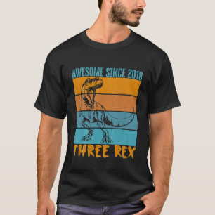 Camiseta Niños Tres Rex Tercer Cumpleaños Tercer Dinosaurio