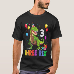 Camiseta Niños Tres Rex Tercer Cumpleaños Tercer Dinosaurio