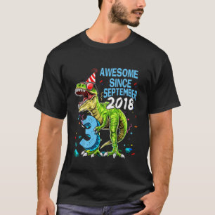 Camiseta Niños Tres Rex Tercer Cumpleaños Tercer Dinosaurio