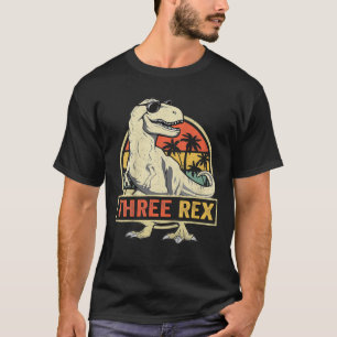 Camiseta Niños Tres Rex Tercer Cumpleaños Tercer Dinosaurio