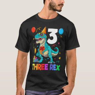 Camiseta Niños Tres Rex Tercer Cumpleaños Tercer Dinosaurio