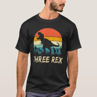 Camiseta Niños Tres Rex Tercer Cumpleaños Tercer Dinosaurio