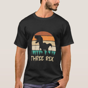 Camiseta Niños Tres Rex Tercer Cumpleaños Tercer Dinosaurio