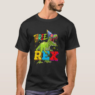 Camiseta Niños Tres Rex Tercer Cumpleaños Tercer Dinosaurio