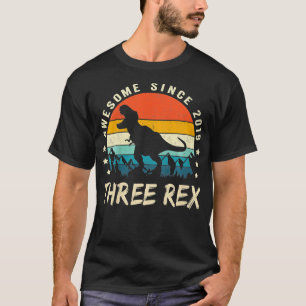 Camiseta Niños Tres Rex Tercer Cumpleaños Tercer Dinosaurio
