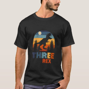 Camiseta Niños Tres Rex Tercer Cumpleaños Tercer Dinosaurio