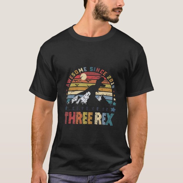 Camiseta Niños Tres Rex Tercer Niño De Cumpleaños Tercer Aw (Anverso)