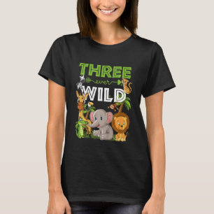 Camiseta Niños tres salvajes 3 cumpleaños Safari Jungl