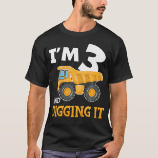 Camiseta Niños Tres Tres Años Tercer Cumpleaños Construcció