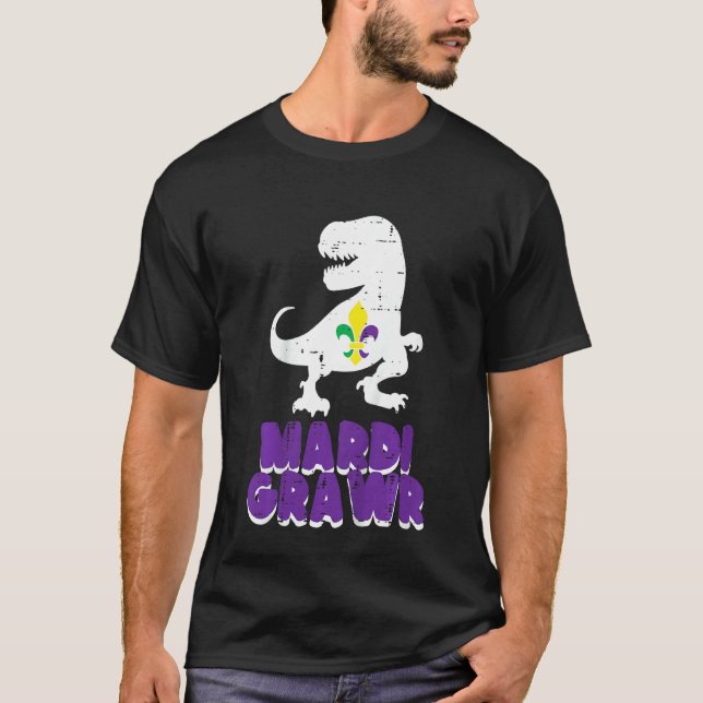 Camiseta Niños Trex Dinosaur Mardi Grawr Dino Toddler Boys  (Anverso)