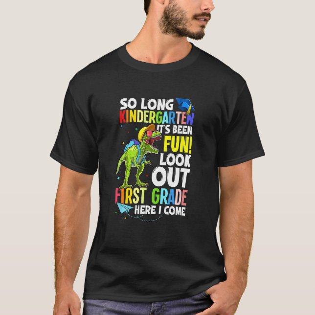Camiseta Niños Trex Dinosaur So Long Kindergarten Aquí, Com (Anverso)