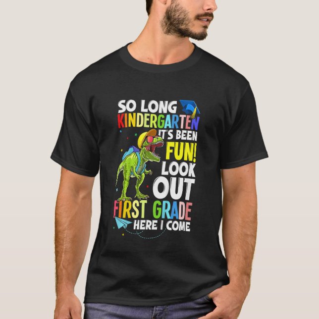 Camiseta Niños Trex Dinosaur So Long Kindergarten Aquí, Com (Anverso)