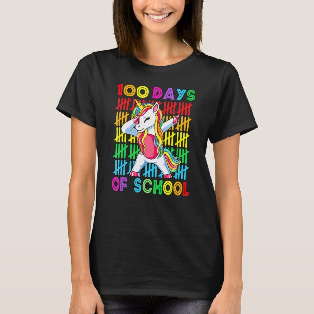 Camiseta Niños Unicornio, 100 Días Felices De Chicas Escola (Anverso)