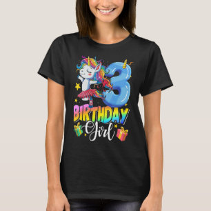 Camiseta Niños Unicornio Chica de tercer cumpleaños de 3 añ