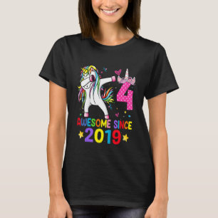 Camiseta Niños Unicornio de 4 años Chica de cuarto cumpleañ