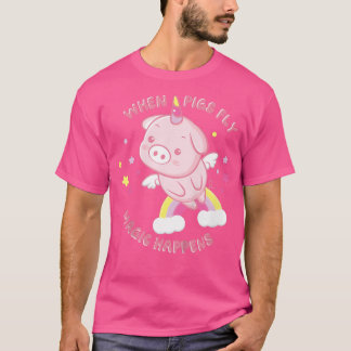 Camiseta Niños Unicornio La magia de la mosca de los cerdos
