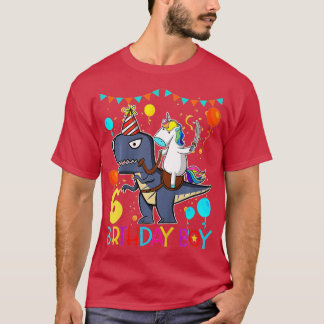 Camiseta Niños unicornio montando dinosaurio 6 años Bir