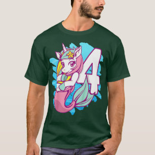 Camiseta Niños Unicornio Sirenita 4 cumpleaños IM 4 Hija Gi