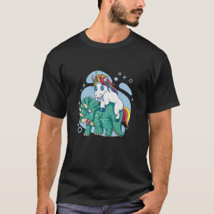 Camiseta Niños Unicornio viajando en triceratops Humor Dino
