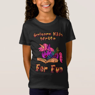 Camiseta Niños Unicornios Escriben Para Diversión