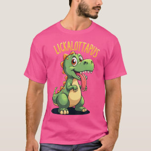 Camiseta Niños Unisex Adultos Lickalottapus Dinosaurio Negr