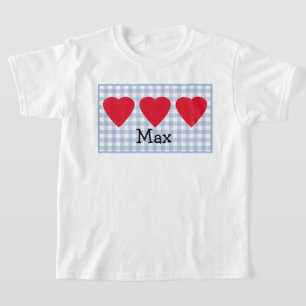Camiseta Niños Valentine Heart con Blue Plaid
