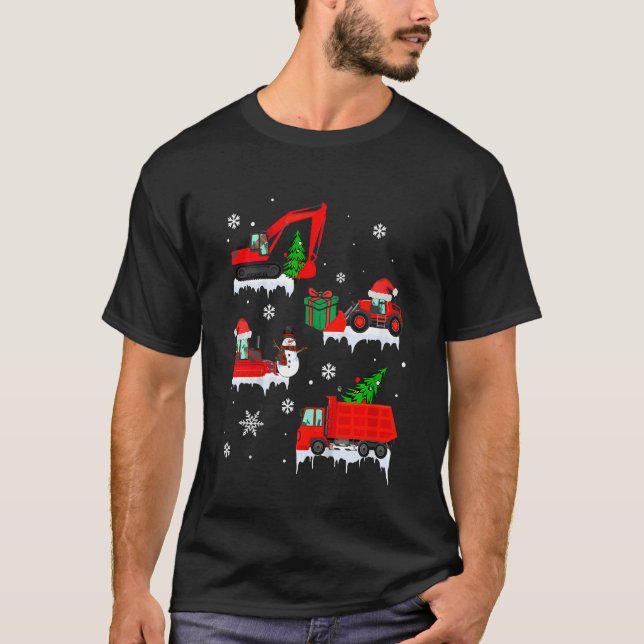 Camiseta Niños Vehículo de construcción Crane Truck Navidad (Anverso)