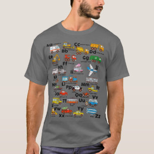 Camiseta Niños Vehículos Alfabetos ABCs Funda superior infe