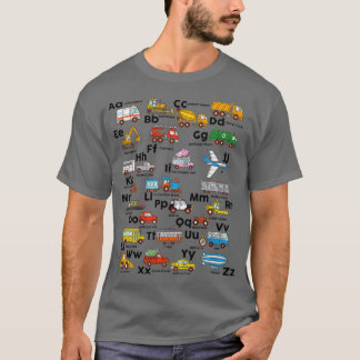 Camiseta Niños Vehículos Alfabetos ABCs Funda superior infe